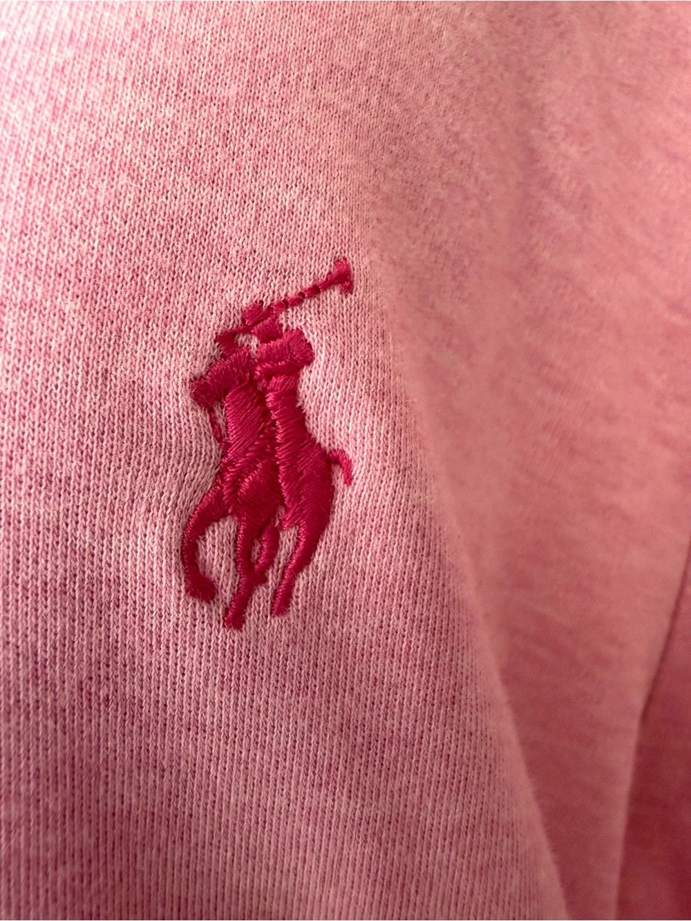 Ralph Lauren Cotton Collared Polo, Light Heathered Pink w/hot pink pony, M, EUC